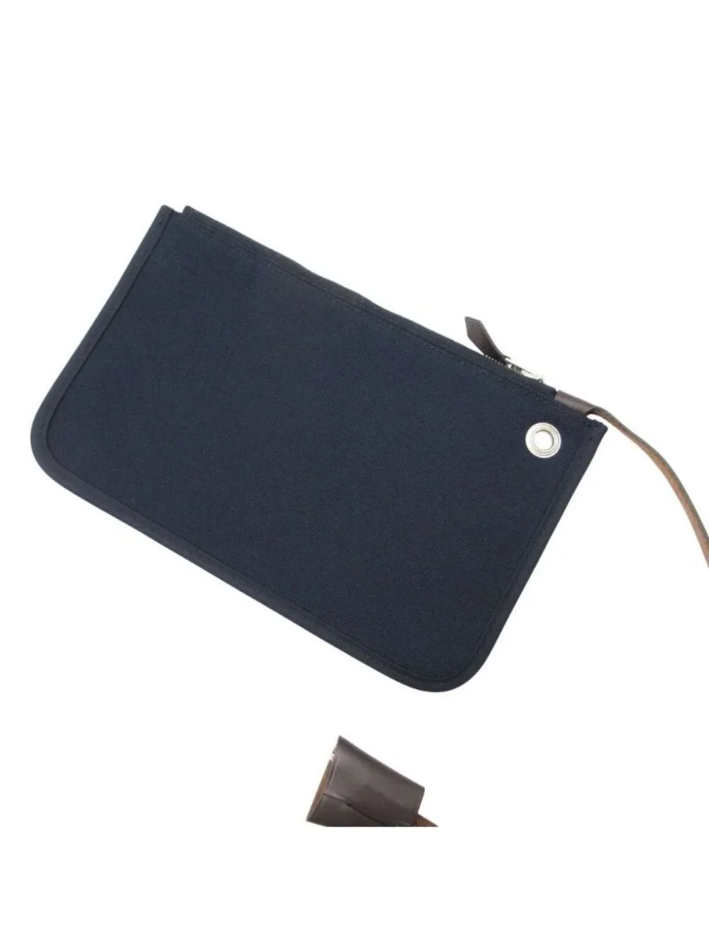 Hermes Handbag Herbag Zip PM Pouch Toile Military Leather Navy